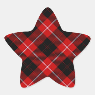 Cunningham Tartan Red Black Kariert Stern-Aufkleber