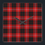 Cunningham Tartan Red Black Plaid Quadratische Wanduhr<br><div class="desc">Cunningham clan tartan red and black plaid</div>