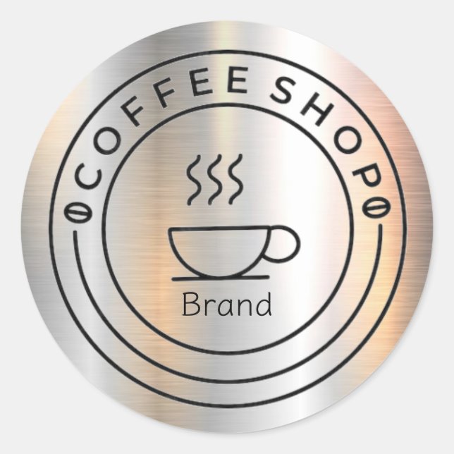 Cup Café Business Coffee Shop Runder Aufkleber (Vorderseite)