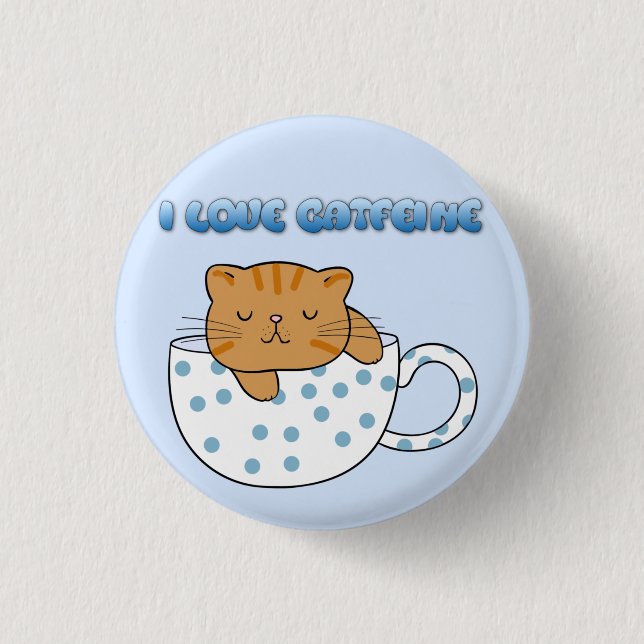 Cup of Cat-feine Kawaii Style Button (Vorderseite)