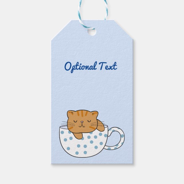 Cup of Cat-feine Kawaii Style Geschenkanhänger (Vorderseite)