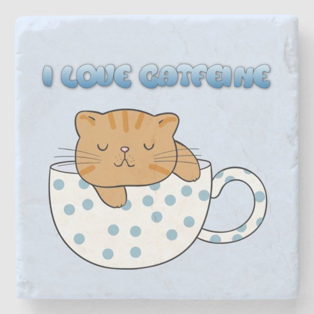 Cup of Cat-feine Kawaii Style Steinuntersetzer (Vorderseite)
