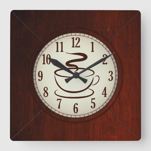 Cup of Coffee Wood Wall Uhr (Vorderseite)