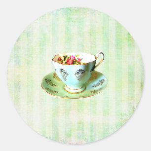 Cup & Saucer Umschlag Aufkleber...Aufkleber Runder Aufkleber
