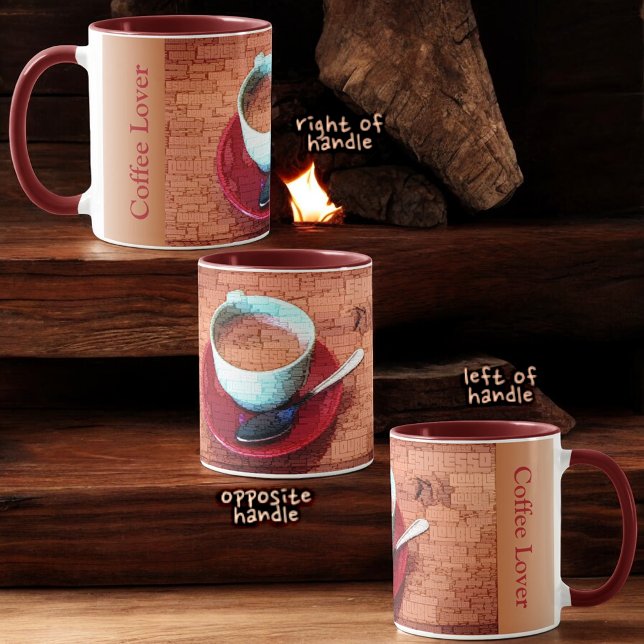 Cup Spoon Typografie Embedded Word Cloud Custom Tasse (mug left, right and opposite of handle)