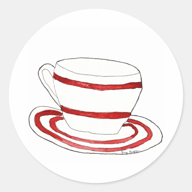 Cup und Saucer-Sticker Runder Aufkleber (Vorderseite)