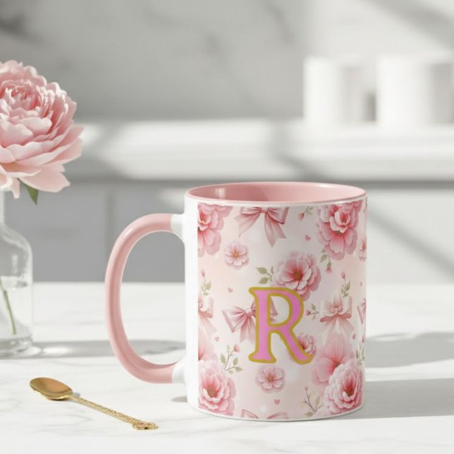 Cup with initial, Romantic cup, mug for her (Créateur téléchargé)