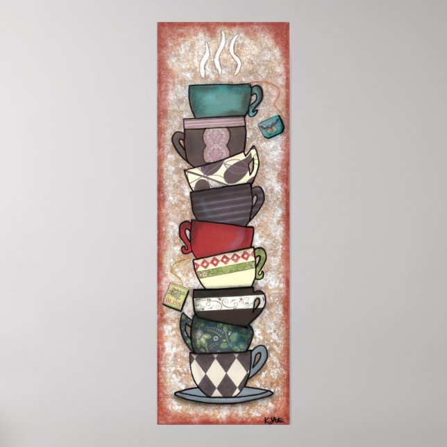 Cupapalooza - Kaffee, Tee Cups - Originelle Kunst Poster (Vorne)