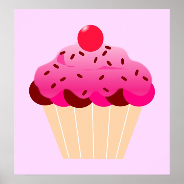 cupcake-310968  cupcake cherry pink icing dessert  poster (Vorne)