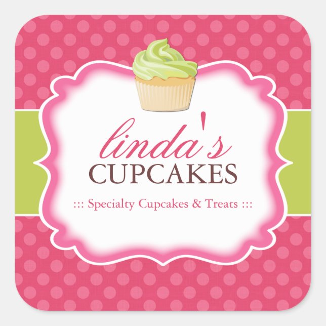 Cupcake and Dessert - Verpackungsaufkleber Quadratischer Aufkleber (Vorderseite)