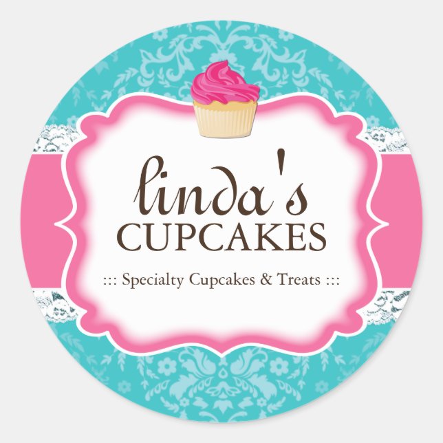 Cupcake and Dessert - Verpackungsaufkleber Runder Aufkleber (Vorderseite)
