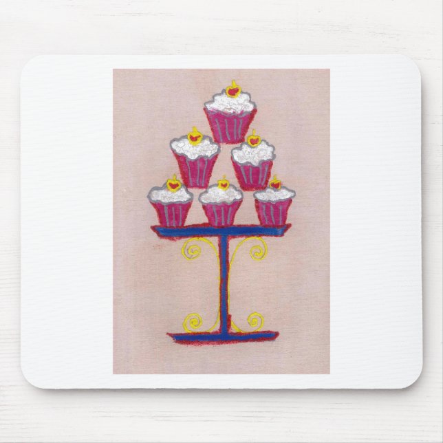 Cupcake Art Print mit Kirry und Rosa Hintergrund Mousepad (Vorne)