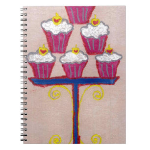 Cupcake Art Print mit Kirry und Rosa Hintergrund Notizblock