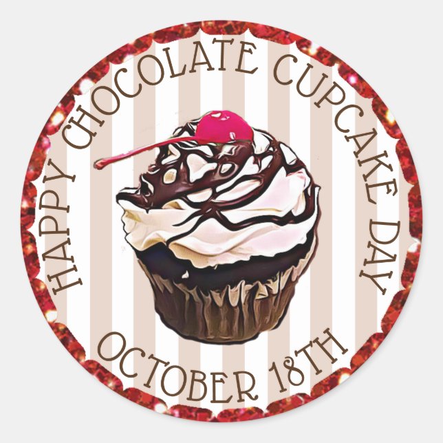 Cupcake au chocolat avec Stickers Cerise (Devant)