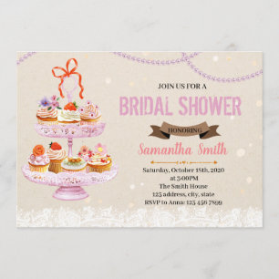 Cupcake auf Stand Brautdusche Einladung