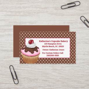 Cupcake aux Cartes de visite de boulangerie cerise