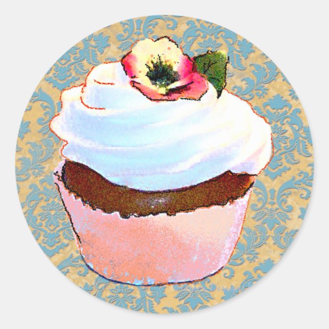 Cupcake avec Stickers Design Art Pansy (Devant)