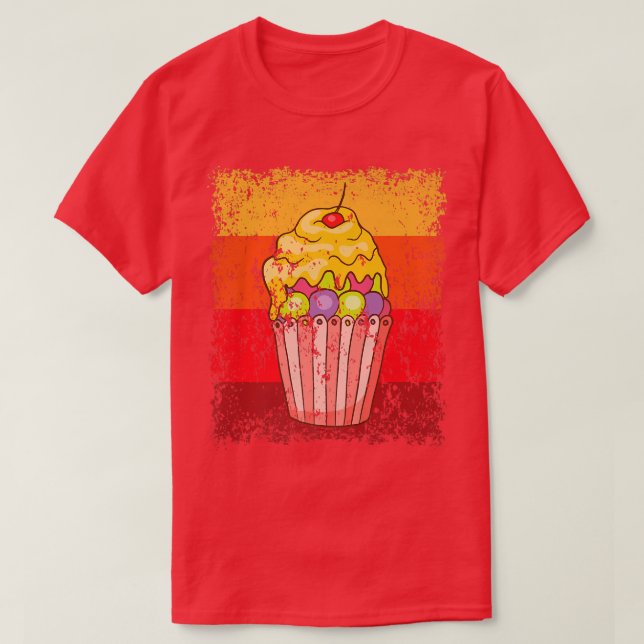 Cupcake Backbäckerei Kuchen Vintag Retro 12 T-Shirt (Design vorne)