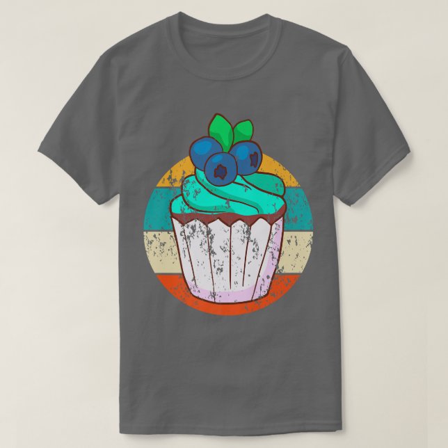 Cupcake Backbäckerei Kuchen Vintag Retro 12 T-Shirt (Design vorne)