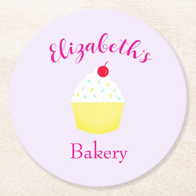 Cupcake-Backen-Geburtstag Runder Pappuntersetzer (Vorderseite)