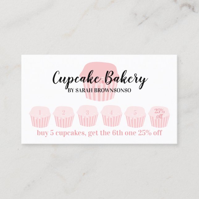 Cupcake Bäckerei Café Loyalty Loyalty Punch Ermäßi Visitenkarte (Vorderseite)