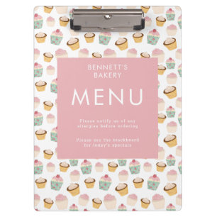 Cupcake-Bäckerei Geschäft Menü Klemmbrett