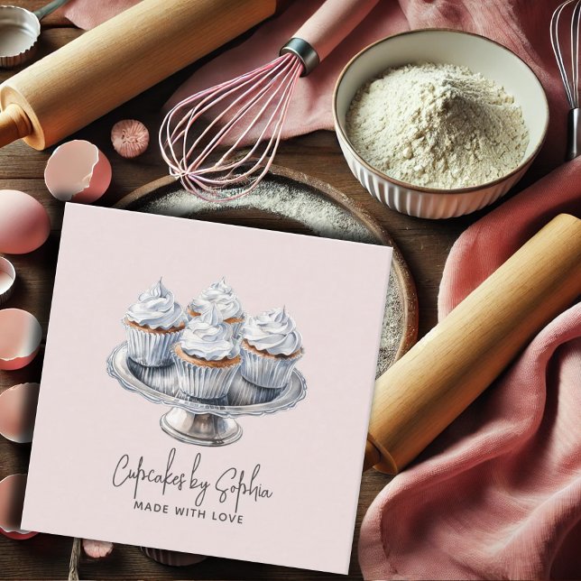 Cupcake Bäckerei Koch Catering Quadratische Visitenkarte (Von Creator hochgeladen)