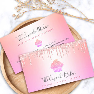 Cupcake Bäckerei Koch Rosa Rose Glitzer Tropfen Re Visitenkarte