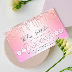 Cupcake Bäckerei Koch Rose Gold Glitzer Rosa Regen Treuekarte
