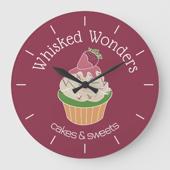Cupcake-Bäckerei Konditor Große Wanduhr (Vorderseite)