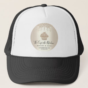 Cupcake Bäckerei Konditorei Café Chic Gold Glitzer Truckerkappe