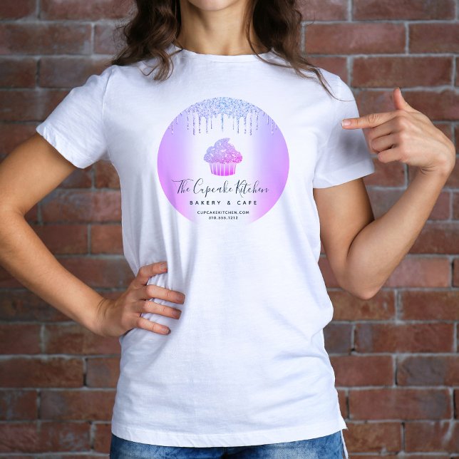 Cupcake Bäckerei Konditorei Café Lila Glitzer Trop T-Shirt (Von Creator hochgeladen)