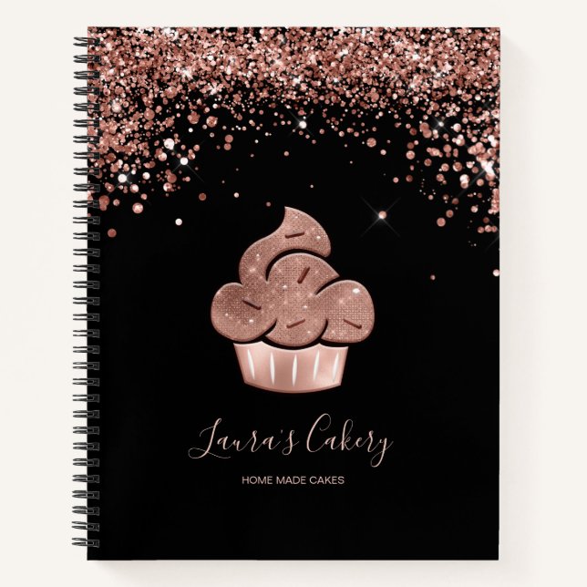 Cupcake Bäckerei Konditorei Koch Glitzer Tropfen R Notizbuch (Vorderseite)