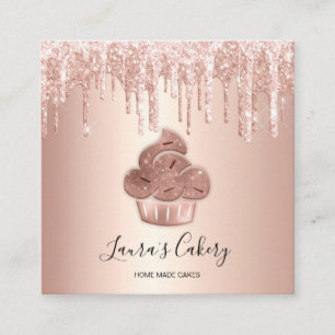 Cupcake Bäckerei Konditorei Koch Glitzer Tropfen R Quadratische Visitenkarte