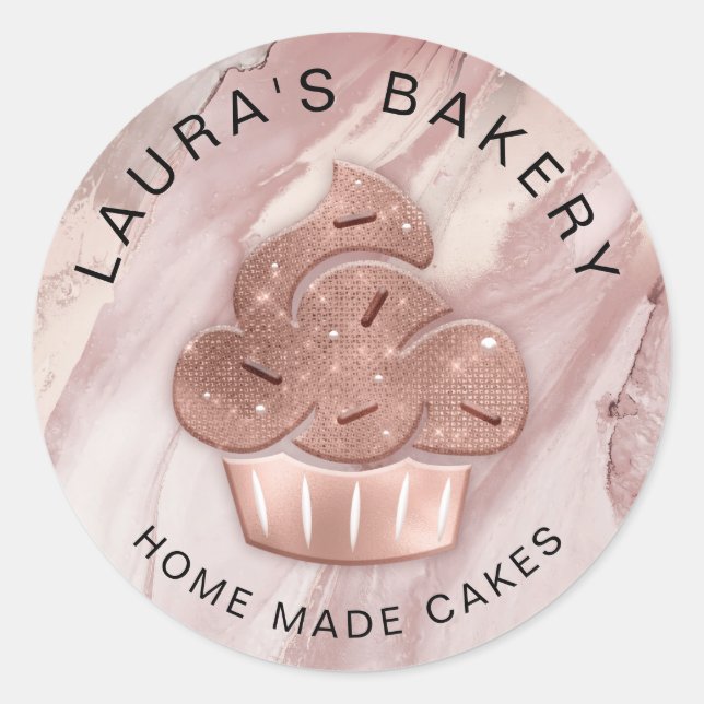 Cupcake Bäckerei Konditorei Koch Glitzer Tropfen R Runder Aufkleber (Vorderseite)