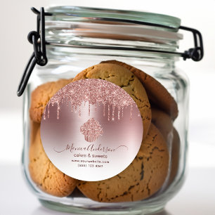 Cupcake Bäckerei Konditorei Koch Glitzer Tropfen R Runder Aufkleber