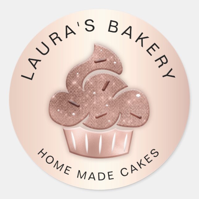 Cupcake Bäckerei Konditorei Koch Glitzer Tropfen R Runder Aufkleber (Vorderseite)