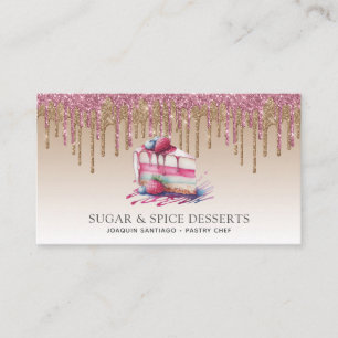 Cupcake Bäckerei Konditorei Koch Glitzer Tropfen Visitenkarte