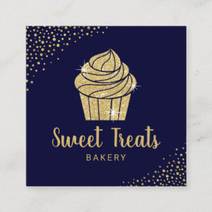 Cupcake Bäckerei Konditorei Koch Moderne Navy & Go Quadratische Visitenkarte