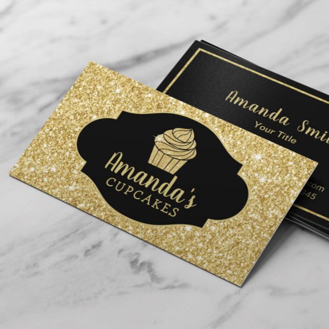 Cupcake Bäckerei Konditorei Koch Moderner Gold Gli Visitenkarte (Von Creator hochgeladen)