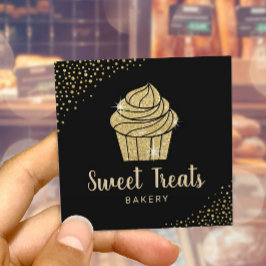 Cupcake Bäckerei Konditorei Koch Modernes Black & Quadratische Visitenkarte