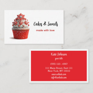 Cupcake Bäckerei Konditorei Koch Red White Visitenkarte