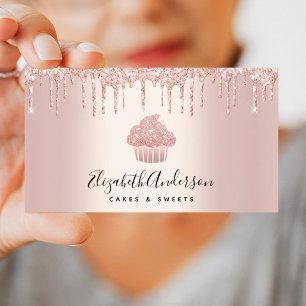 Cupcake Bäckerei Konditorei Koch Rose Gold Glitzer Visitenkarte