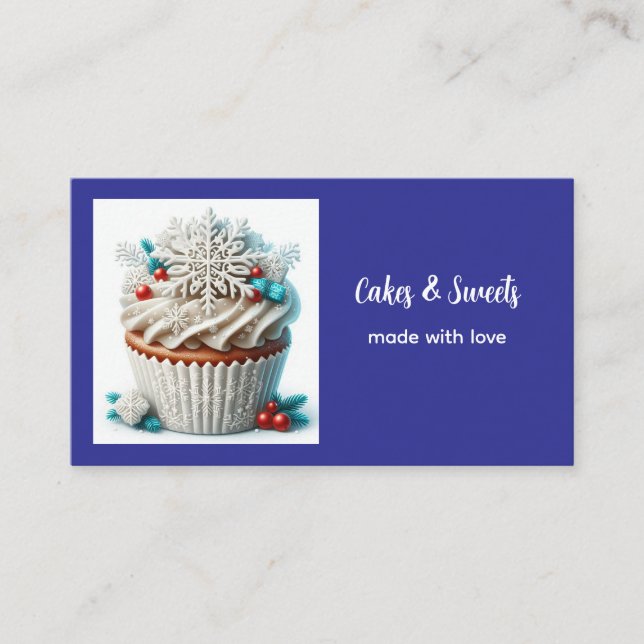 Cupcake Bäckerei Konditorei Koch Schneeflocken Visitenkarte (Vorderseite)