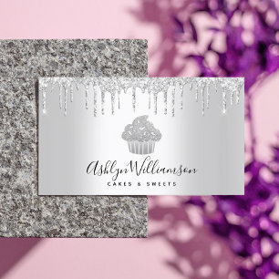 Cupcake Bäckerei Konditorei Koch Silver Glitzer Tr Visitenkarte