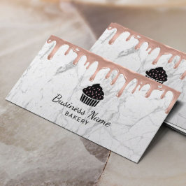 Cupcake Bäckerei Moderne Rose Gold Tropfen Weißer Visitenkarte