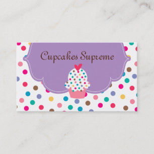 Cupcake Bäckerei Polka Dots Lila Herz 2 Visitenkarte