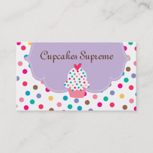 Cupcake Bäckerei Polka Dots Lila Herz Visitenkarte