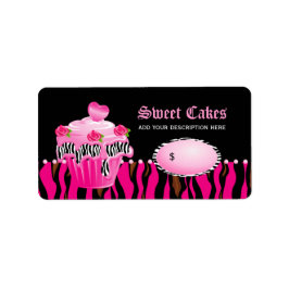 Cupcake Bäckerei Preis Etikett Tiger Rose rosa sch Adressaufkleber