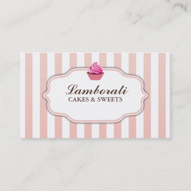 Cupcake Bäckerei Rosa Niedlich Elegante Moderne Visitenkarte (Vorderseite)